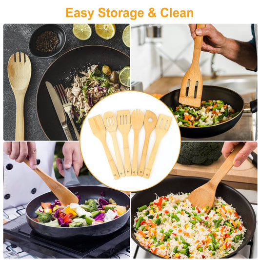 Six Piece Bamboo Wooden Spoons And Spatula