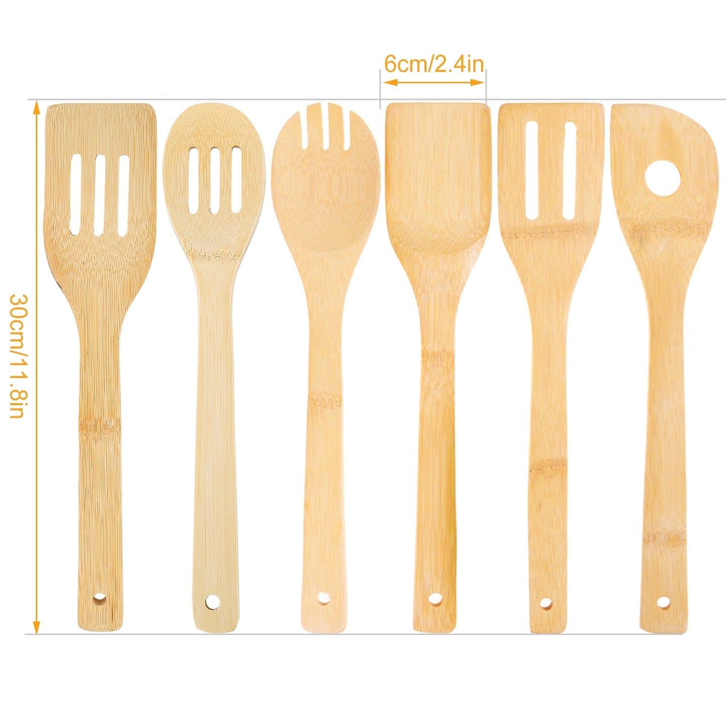 Six Piece Bamboo Wooden Spoons And Spatula