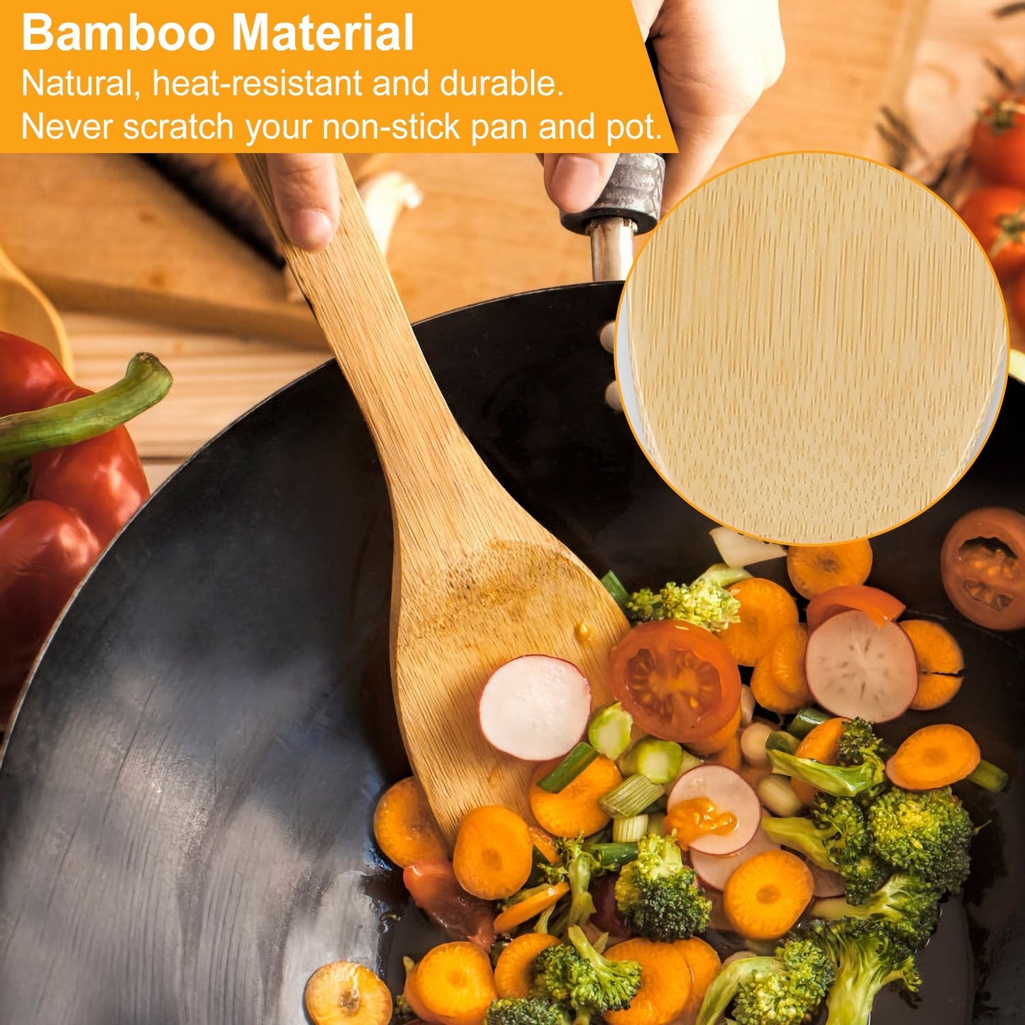 Six Piece Bamboo Wooden Spoons And Spatula